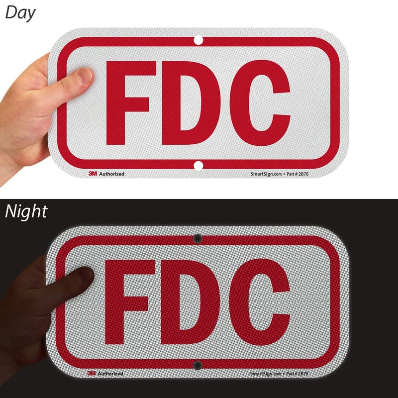 SmartSign 6" x 12" Fire Department Connection FDC Sign, 63 mil, 3M Laminated Engineer Grade Reflective Aluminum, Red and White - Image 3